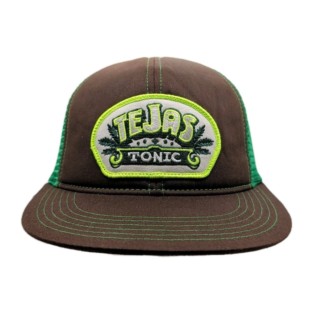 New Tejas Tonic Hat Cap Snap Back Brown Green Mesh Trucker Patch Embroidered 420